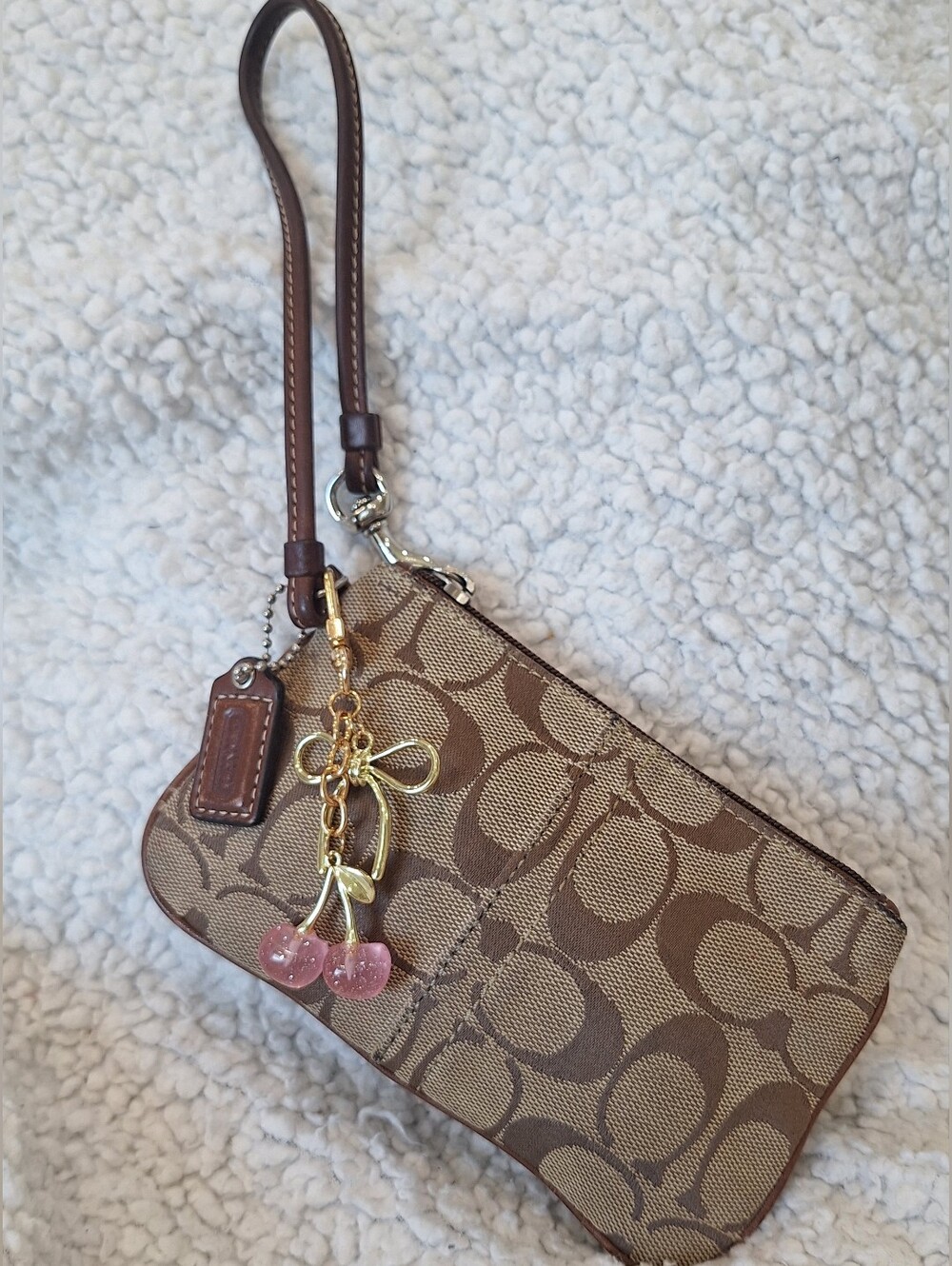 Coach Brown Signature Wristlet